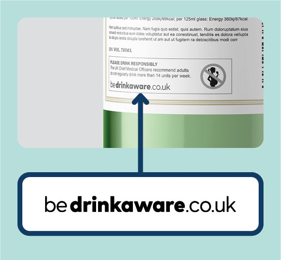 bedrinkaware.co.uk logo being shown on the side of a wine bottle